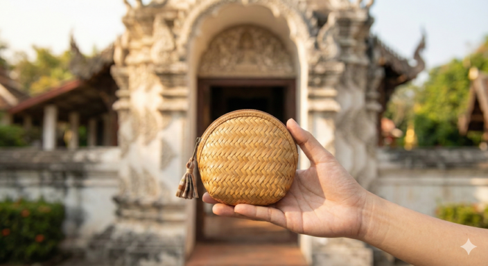 กระเป๋าสตางค์ใบเล็กไม้ไผ่จักสาน