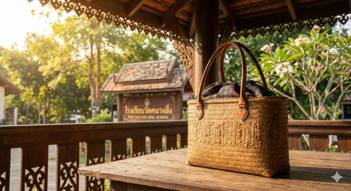 กระเป๋าถือสตรีไม้ไผ่จักสาน