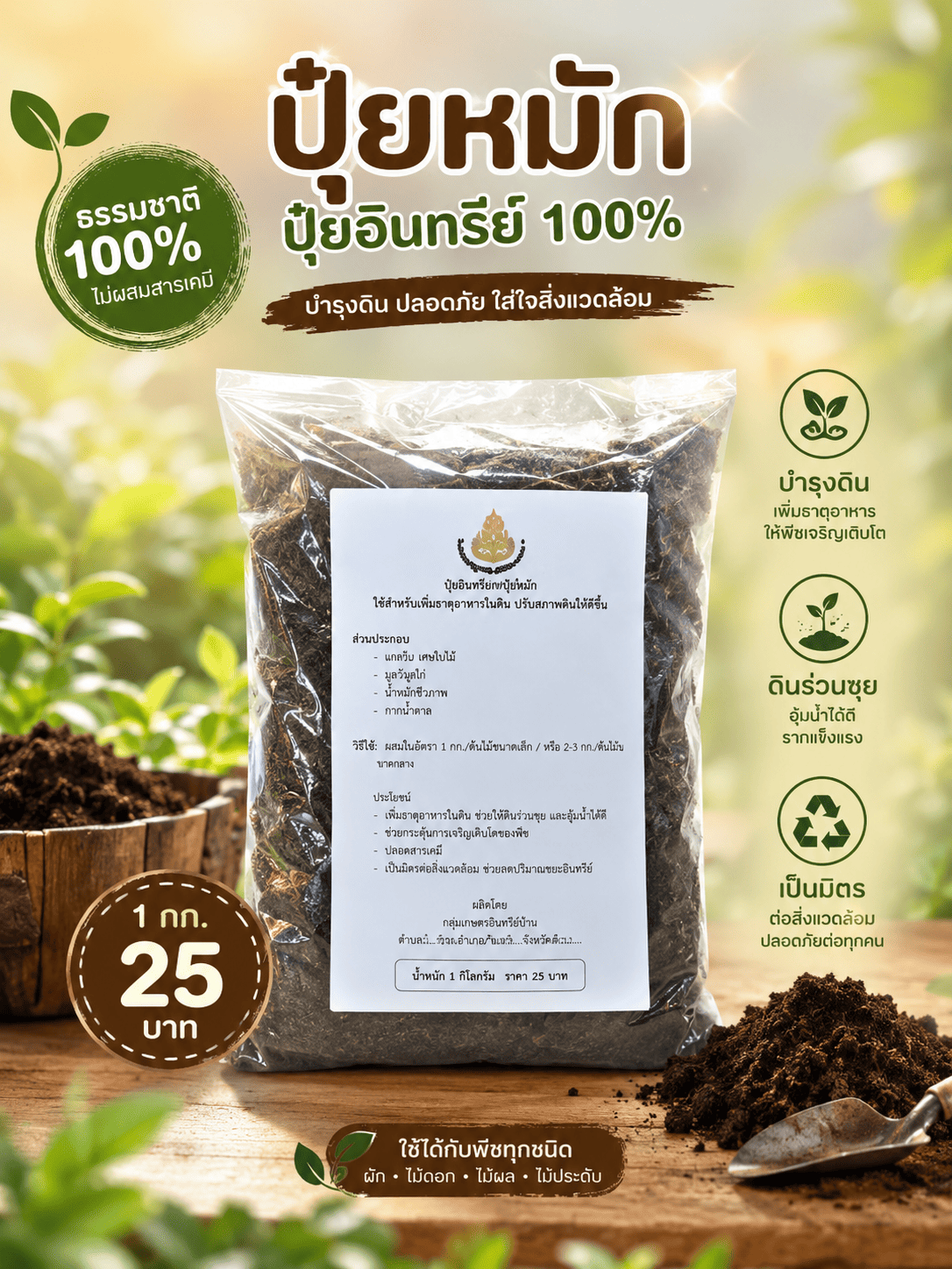 ปุ๋ยอินทรีย์บำรุงดิน ขนาด 0.5 กก.
